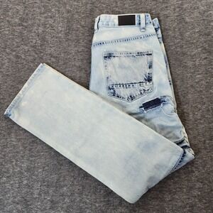 GRAY EARTH MENS DISTRESSED/ACID WASH BLUE JEAN 36/34